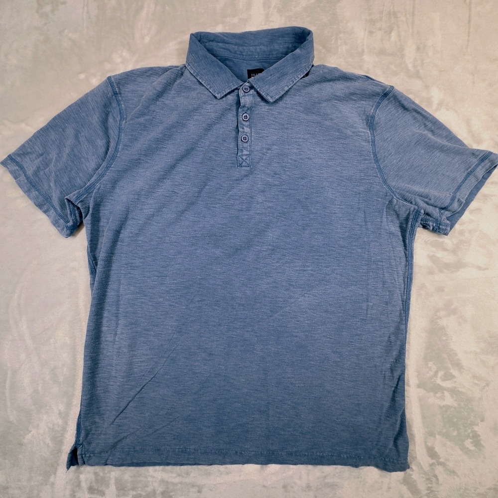 Saks Fifth Avenue Polo‎ Mens XL Blue BLUE Slub Cotton Short Sleeve Shirt 0112